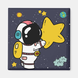 Astronaut Space Cartoon  Magnet