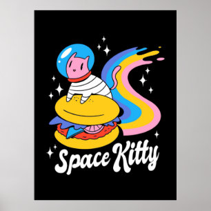Astronaut Space Cat Poster