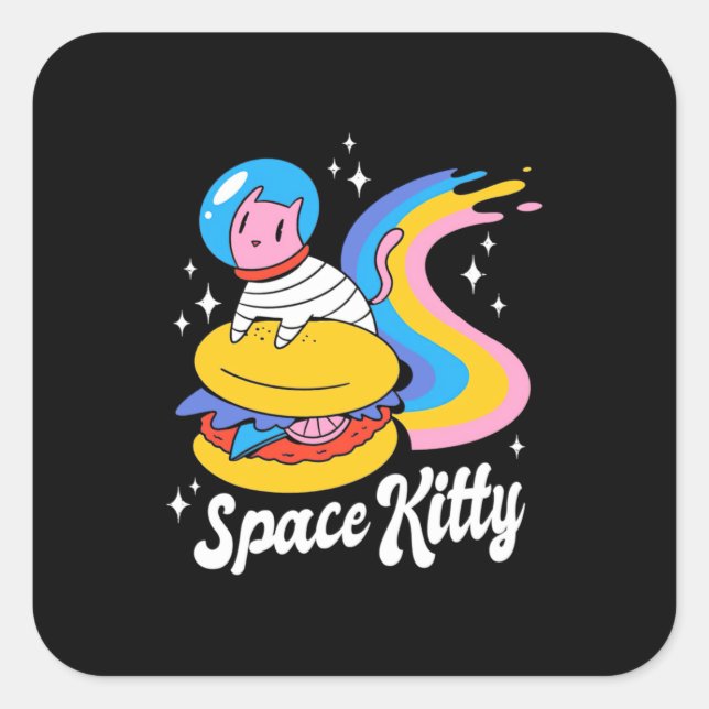 Astronaut Space Cat Square Sticker (Front)