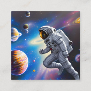 astronaut, space, dark, planet, stars, sci fi, spa square business card