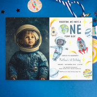 Astronaut Space First Birthday Invitation