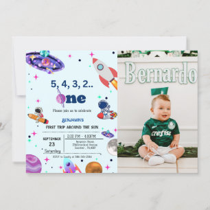 Astronaut Space first trip around the sun birthday Invitation