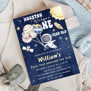 Astronaut Space First Trip Around The Sun Birthday Invitation