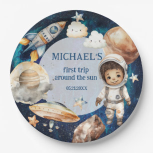 Astronaut Space First Trip Around The Sun Birthday Paper Plate