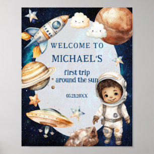Astronaut Space First Trip Around The Sun Welcome Poster