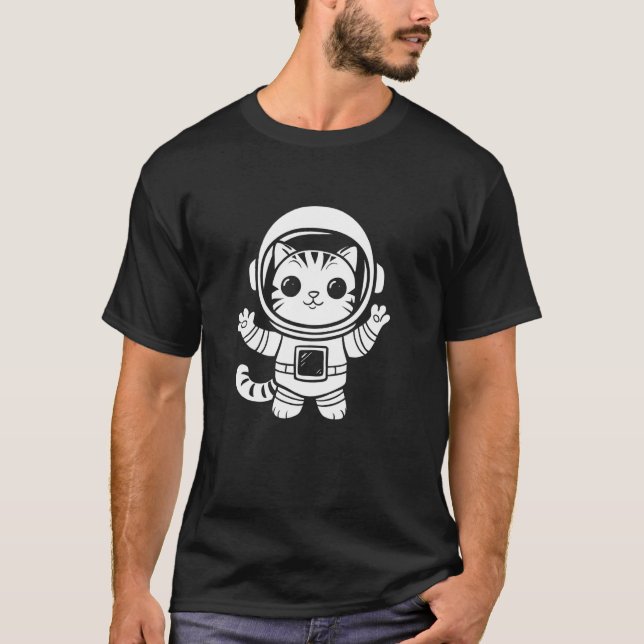 Astronaut Space Galaxy Planets - Astronaut Cat T-Shirt (Front)
