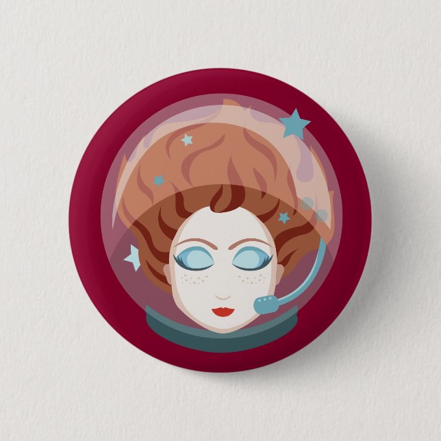 Astronaut Space Girl Button (Front)