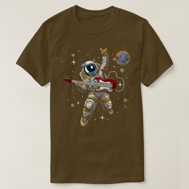 Astronaut Space Jams On An Asteroid With Red Guita T-Shirt (Design Front)