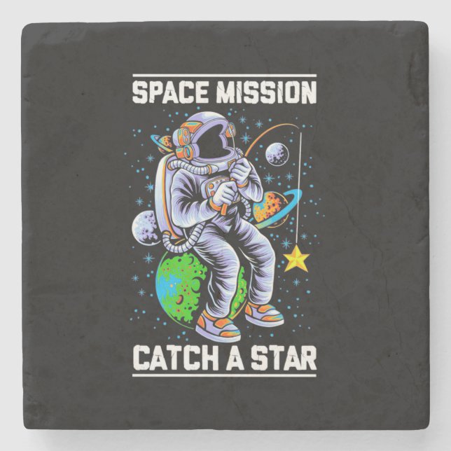 Astronaut Space Mission Catch A Star Stone Coaster (Front)