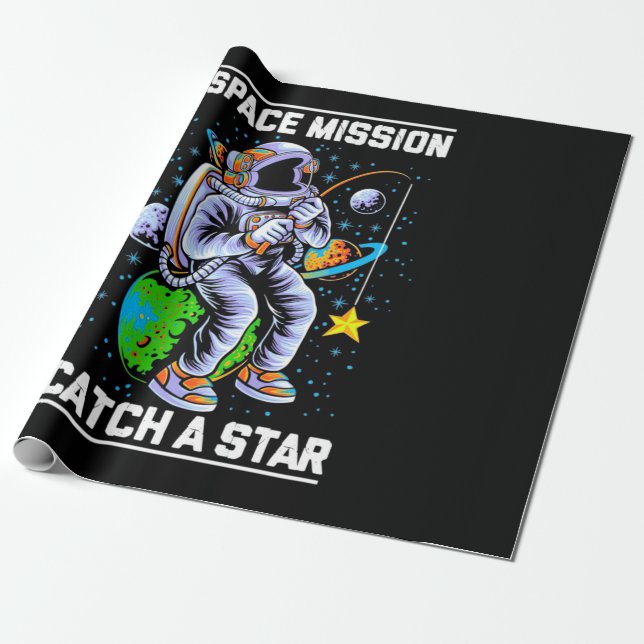 Astronaut Space Mission Catch A Star Wrapping Paper (Unrolled)