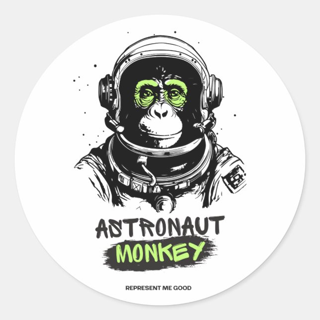 Astronaut Space Monkey Authentic High quality  Classic Round Sticker (Front)