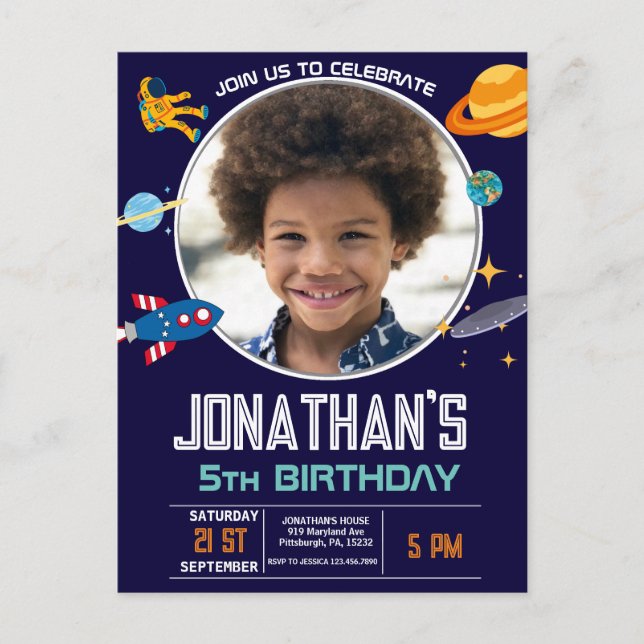 Astronaut space party postcard (Front)