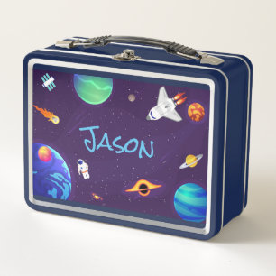 Astronaut Space Planets Add Child's Name School Metal Lunch Box