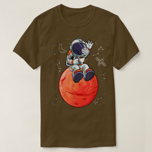 Astronaut Space Planets Spaceships T-Shirt (Design Front)