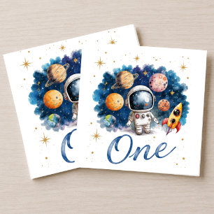 Astronaut Space Rocket One Birthday Napkin