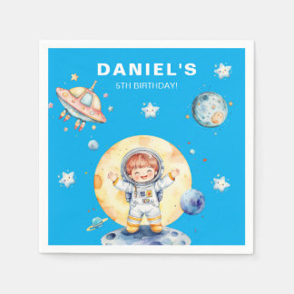 Astronaut Space-Themed Custom Birthday Party Napkin