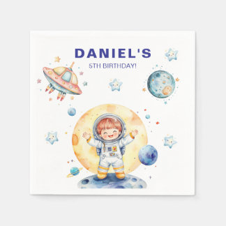Astronaut Space-Themed Custom Birthday Party Napkin
