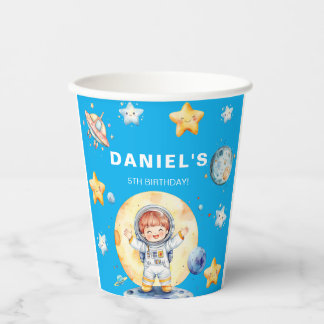 Astronaut Space-Themed Custom Birthday Party Paper Cups