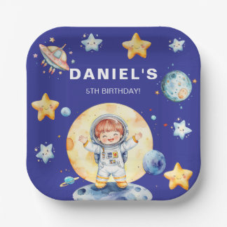 Astronaut Space-Themed Custom Birthday Party Paper Plate