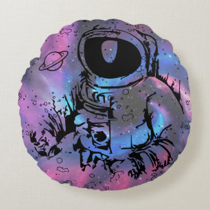 Astronaut Spaceman galaxy Round Pillow