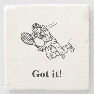 Astronaut Spaceman Tennis Player With Text Stone Coaster