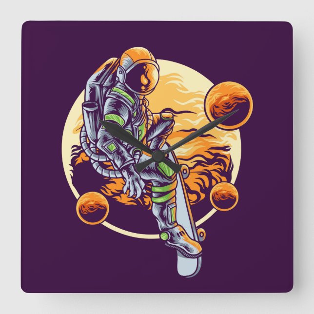 Astronaut  square wall clock (Front)