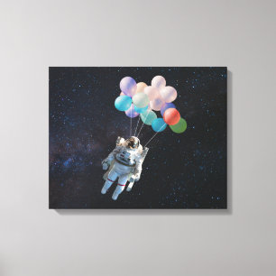 Astronaut Stars & Space Colourful Balloons Canvas Print