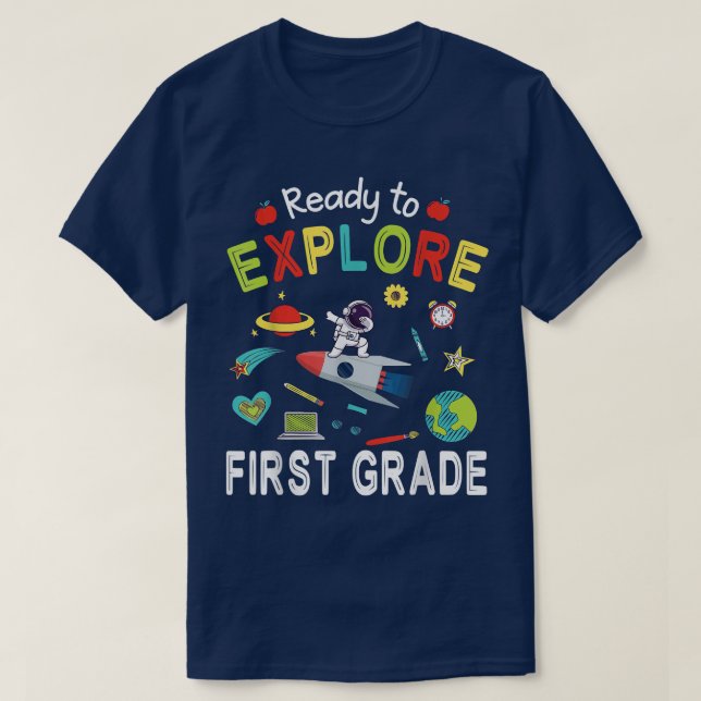 Astronaut Student Ride Rocket Ready To Eplore Firs T-Shirt (Design Front)