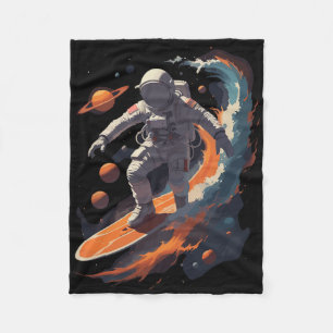 Astronaut Surfer Shirt Outer Space Galaxy Surfing Fleece Blanket