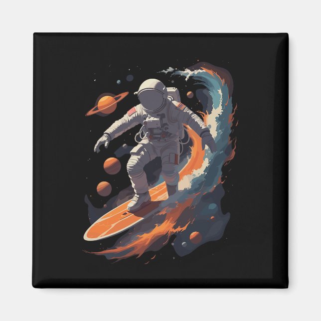 Astronaut Surfer Shirt Outer Space Galaxy Surfing  Magnet (Front)