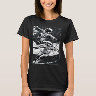 Astronaut Surfing in a Space Wave T-Shirt