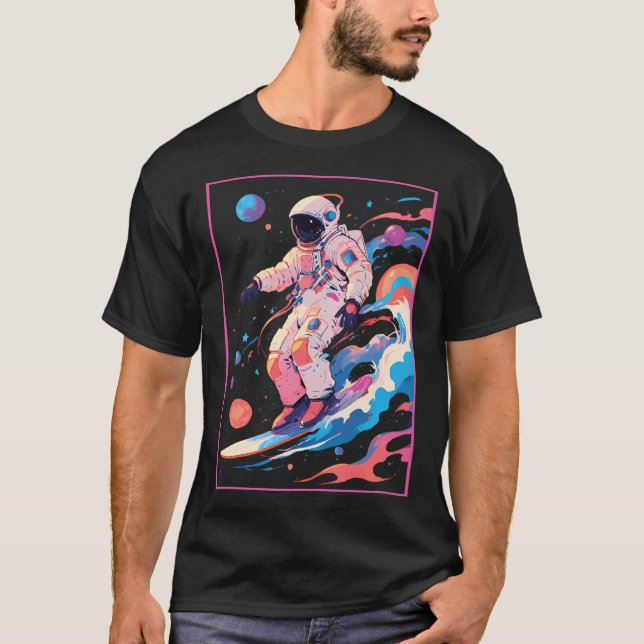 Astronaut Surfing In Space T-Shirt (Front)