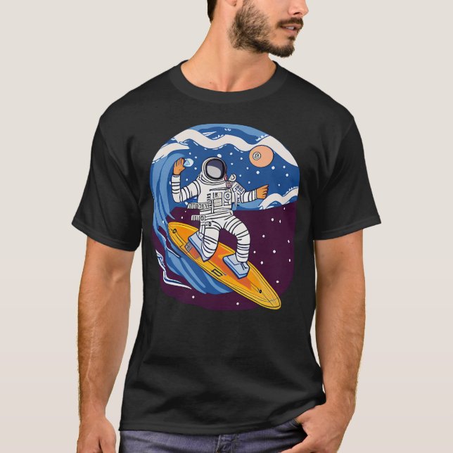 Astronaut Surfing In Space T-Shirt (Front)