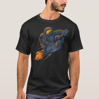 Astronaut Surfing On Rocket Art T-Shirt