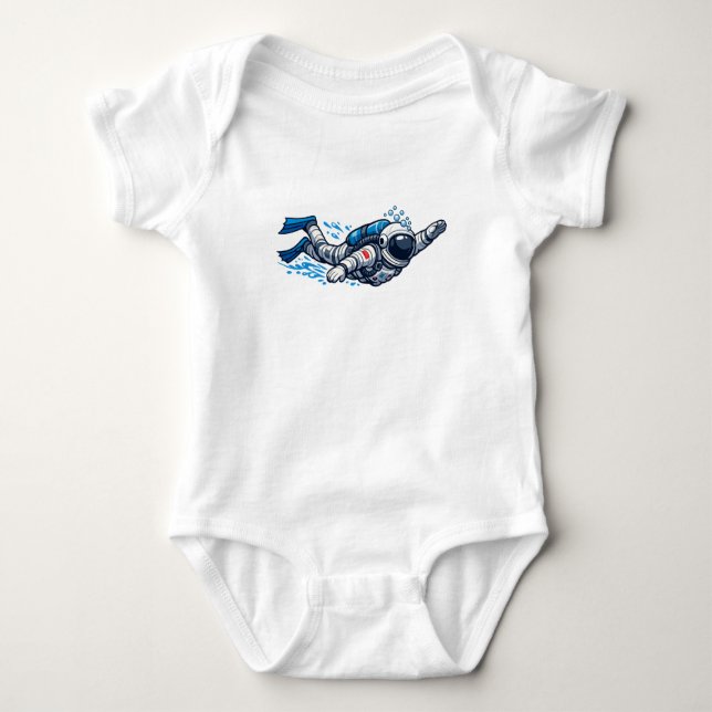 Astronaut Swimming Baby Bodysuit (Front)
