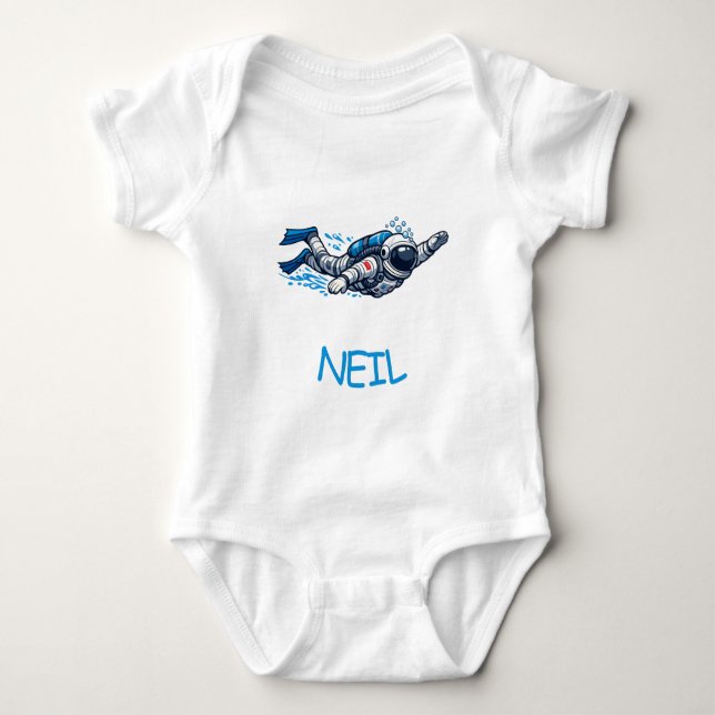 Astronaut Swimming Baby Bodysuit (Front)