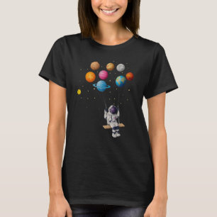 Astronaut Swinging Solar System Balloon Space Astr T-Shirt