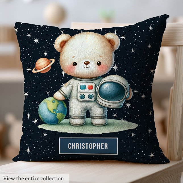 Astronaut Teddy Bear Baby Boy Pillow Personalised (Astronaut Teddy Bear Baby Boy Pillow Personalized)