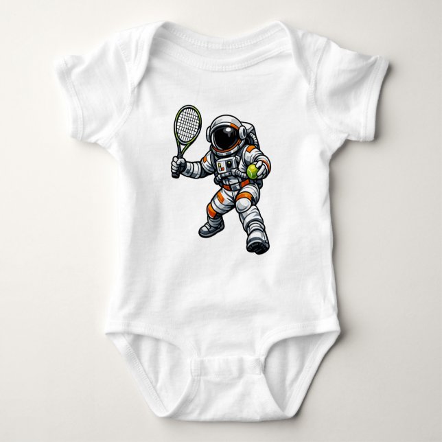 Astronaut Tennis Baby Bodysuit (Front)