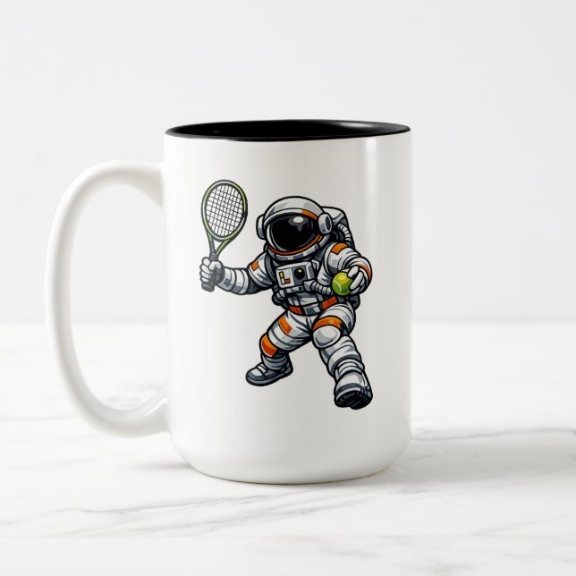 Astronaut Tennis Two-Tone Coffee Mug (Left)