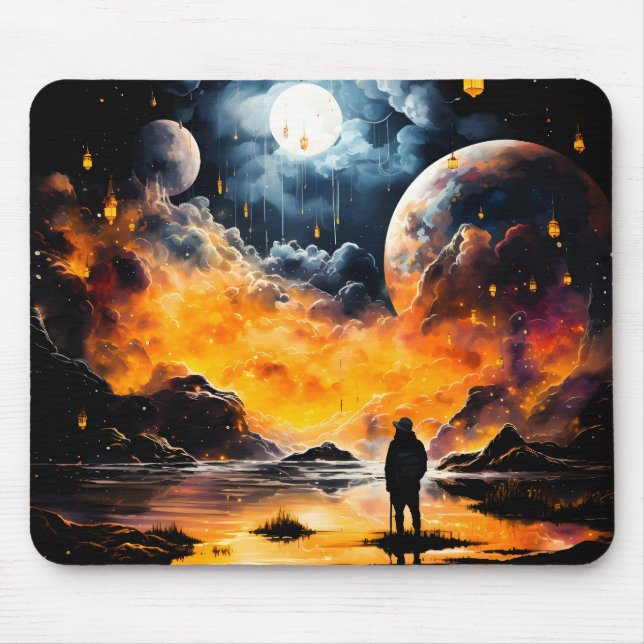 Astronaut Traveller Cosmic Horizon Journey Mouse Pad (Front)