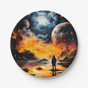 Astronaut Traveller Cosmic Horizon Journey Paper Plate