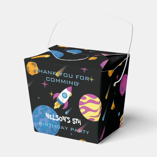 Astronaut Travelling Galaxy Birthday Favour Box (Front Side)