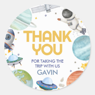 Astronaut Trip Around the Sun Birthday Classic Round Sticker