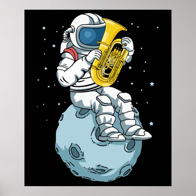 Astronaut Tuba Player Music Gift Kids Band Tuba Poster (Front)