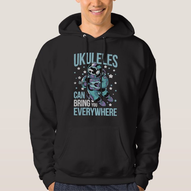 Astronaut Ukulele I Ukulele Tutor I Space Ukulele  Hoodie (Front)