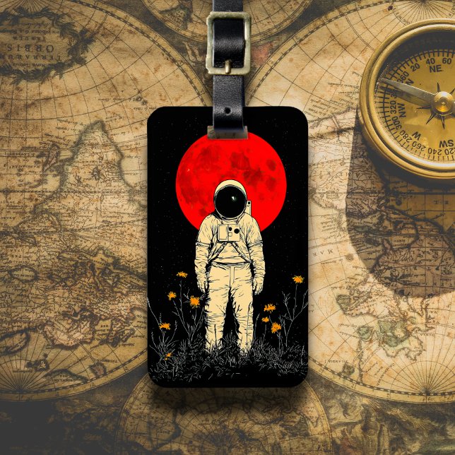 Astronaut Under the Red Moon Luggage Tag (Creator Uploaded)
