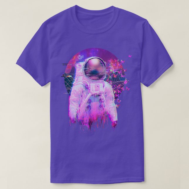 Astronaut Vaporwave Butterfly  Synthwave Retrowave T-Shirt (Design Front)