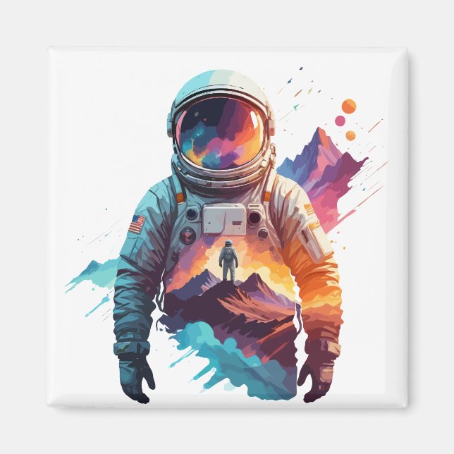 Astronaut Vector Art Space Discovery Magnet (Front)