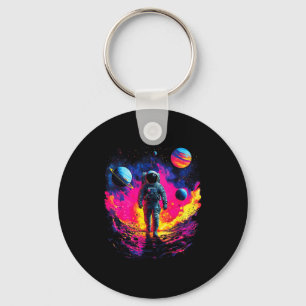 Astronaut Walking In Galaxy Outer Space Explorer S Key Ring